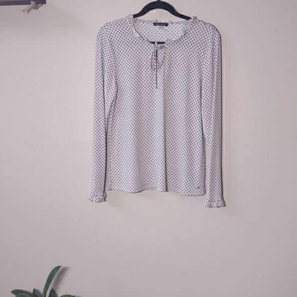 Tommy Hilfiger Neutral Print Long‎ Sleeve Blouse Sz L - Picture 1 of 11